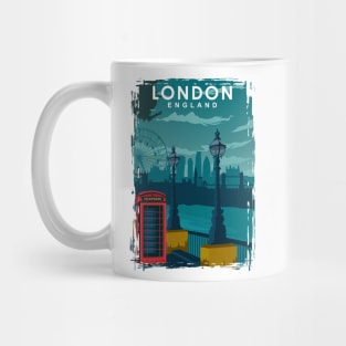 London Travel Poster with the skyline and more Mug